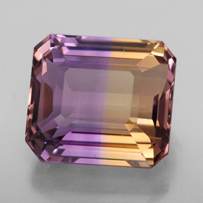 Amétrine bicolore naturelle taille émeraude, 9,08 ct, IF