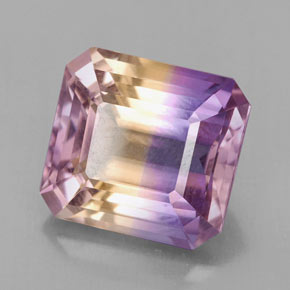 Amétrine bicolore naturelle taille émeraude, 6,91 ct, VVS