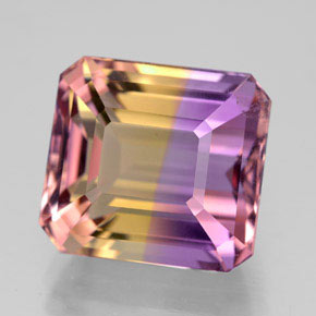Amétrine bicolore naturelle taille émeraude, 7,14 ct, VVS