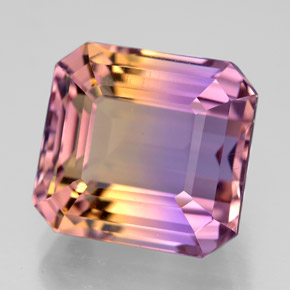 Amétrine bicolore naturelle taille émeraude, 10,74 ct, VVS