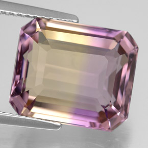 Amétrine bicolore naturelle taille émeraude, 7,85 ct, VVS