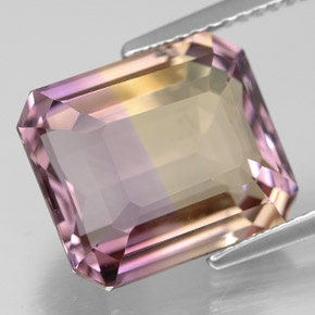 Amétrine bicolore naturelle taille émeraude, 7,85 ct, VVS