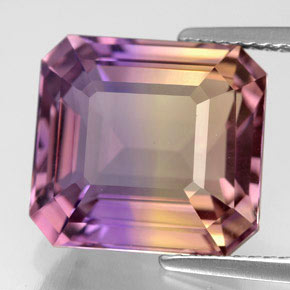 Amétrine bicolore naturelle taille émeraude, 9,04 ct, VVS