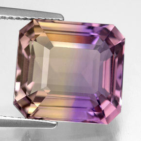 Amétrine bicolore naturelle taille émeraude, 9,04 ct, VVS