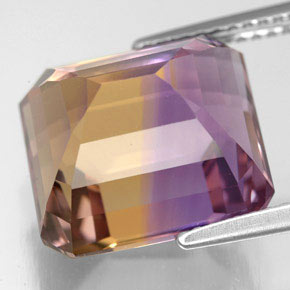 Amétrine bicolore naturelle taille émeraude, 10,62 ct, VVS