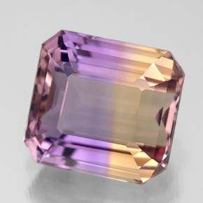 Amétrine bicolore naturelle taille émeraude, 6,61 ct, VVS