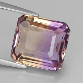 Amétrine bicolore naturelle taille émeraude, 5,25 ct, VVS