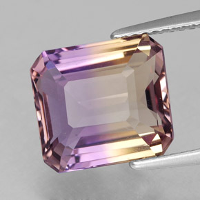 Amétrine bicolore naturelle taille émeraude, 5,25 ct, VVS