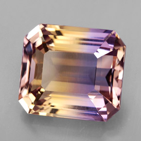 Amétrine bicolore naturelle taille émeraude, 8,16 ct, VVS