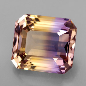 Amétrine bicolore naturelle taille émeraude, 8,16 ct, VVS