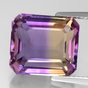 Amétrine bicolore naturelle taille émeraude, 7,95 ct, VVS