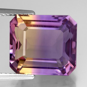 Amétrine bicolore naturelle taille émeraude, 7,95 ct, VVS