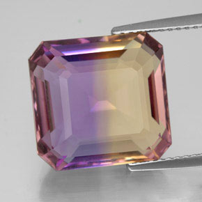Amétrine bicolore naturelle taille émeraude, 11,38 ct, VVS