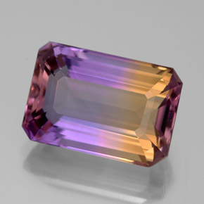 Amétrine bicolore naturelle taille émeraude, 6,91 ct, VVS
