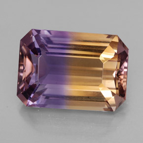 Amétrine bicolore naturelle taille émeraude, 9,44 ct, VVS