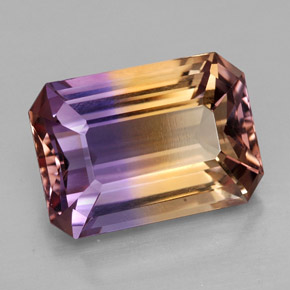 Amétrine bicolore naturelle taille émeraude, 9,44 ct, VVS