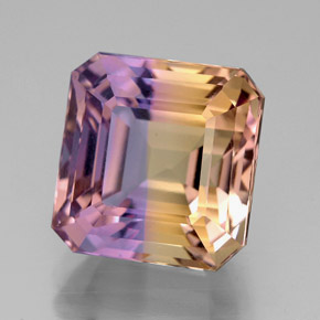 Amétrine bicolore naturelle taille émeraude, 7,68 ct, VVS