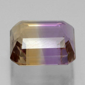 Amétrine bicolore naturelle taille émeraude, 7,02 ct, VVS