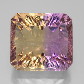 Amétrine bicolore naturelle taille émeraude, 13,66 ct, VVS