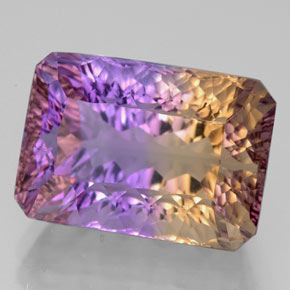 Amétrine bicolore naturelle taille émeraude, 10,80 ct, VVS