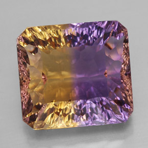 Amétrine bicolore naturelle taille émeraude, 13,32 ct, VVS