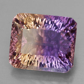 Amétrine bicolore naturelle taille émeraude, 13,10 ct, VVS