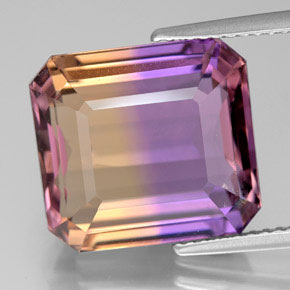 Amétrine bicolore naturelle taille émeraude, 11,07 ct, VS