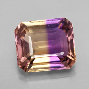 Amétrine bicolore naturelle taille émeraude, 6,19 ct, VVS