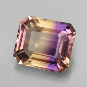 Amétrine bicolore naturelle taille émeraude, 6,19 ct, VVS