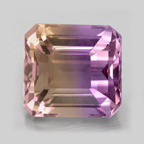Amétrine bicolore naturelle taille émeraude, 5,69 ct, VVS