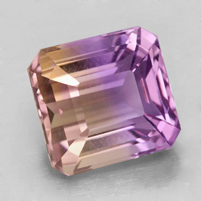 Amétrine bicolore naturelle taille émeraude, 5,69 ct, VVS