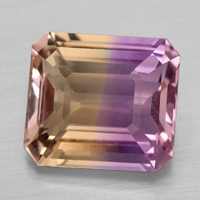 Amétrine bicolore naturelle taille émeraude, 4,28 ct, VVS