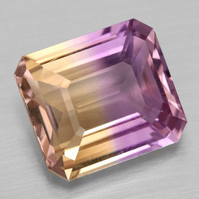 Amétrine bicolore naturelle taille émeraude, 4,28 ct, VVS