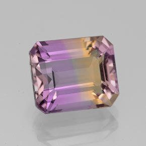 Amétrine bicolore naturelle taille émeraude, 4,38 ct, VVS