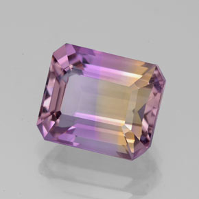 Amétrine bicolore naturelle taille émeraude, 4,38 ct, VVS