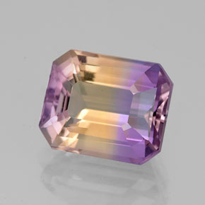 Amétrine bicolore naturelle taille émeraude, 4,47 ct, VVS