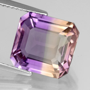 Amétrine bicolore naturelle taille émeraude, 5,42 ct, VVS