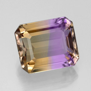 Amétrine bicolore naturelle taille émeraude, 5,22 ct, VVS