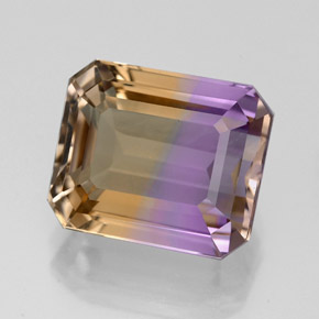 Amétrine bicolore naturelle taille émeraude, 5,22 ct, VVS