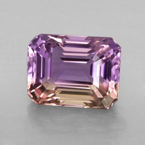 Amétrine bicolore naturelle taille émeraude, 3,23 ct, VVS