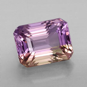 Amétrine bicolore naturelle taille émeraude, 3,23 ct, VVS