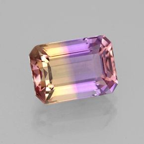 Amétrine bicolore naturelle taille émeraude, 2,92 ct, VVS