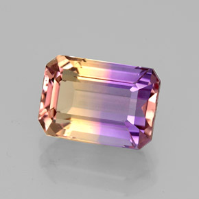 Amétrine bicolore naturelle taille émeraude, 2,92 ct, VVS