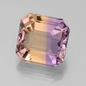 Amétrine bicolore naturelle taille émeraude, 4,65 ct, VVS