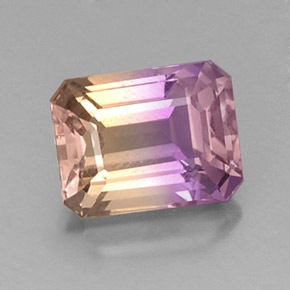 Amétrine bicolore naturelle taille émeraude, 3,57 ct, VVS-VS
