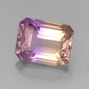 Amétrine bicolore naturelle taille émeraude, 3,57 ct, VVS-VS