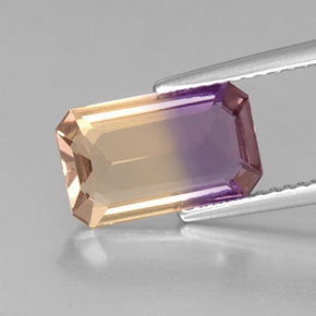 Amétrine bicolore naturelle taille émeraude, 2,59 ct, VVS-VS