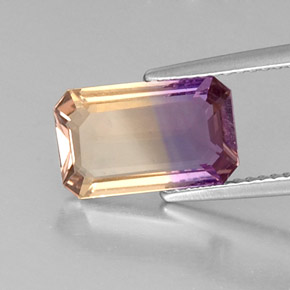 Amétrine bicolore naturelle taille émeraude, 2,59 ct, VVS-VS