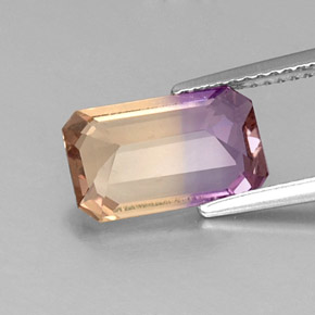 Amétrine bicolore naturelle taille émeraude, 2,59 ct, VVS-VS