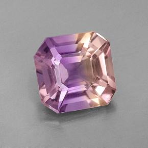 Amétrine bicolore naturelle taille émeraude, 1,64 ct, VS
